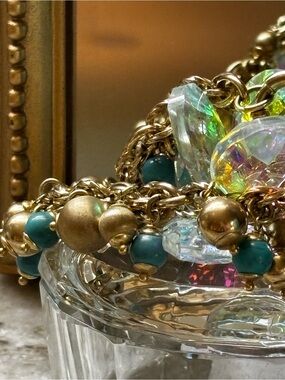 Vintage Italian 925 Sterling Silver Gold Vermeil Chunky Turquoise Charm Bracelet